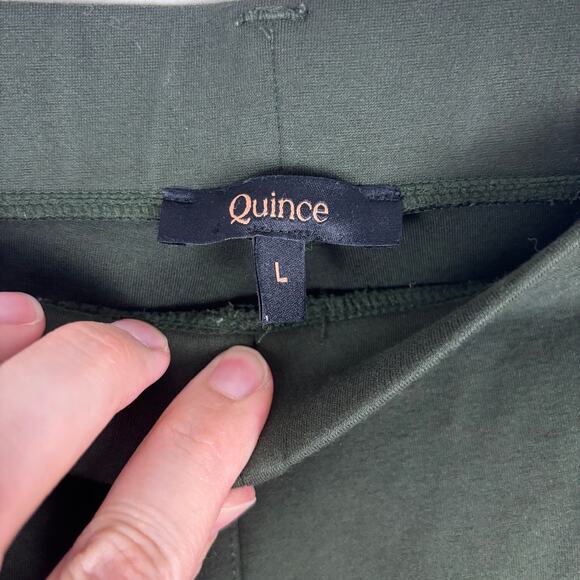 Quince Ultra Stretch Ponte Straight Leg Pant Olive Green Large Tall minimalist - Picture 6 of 8
